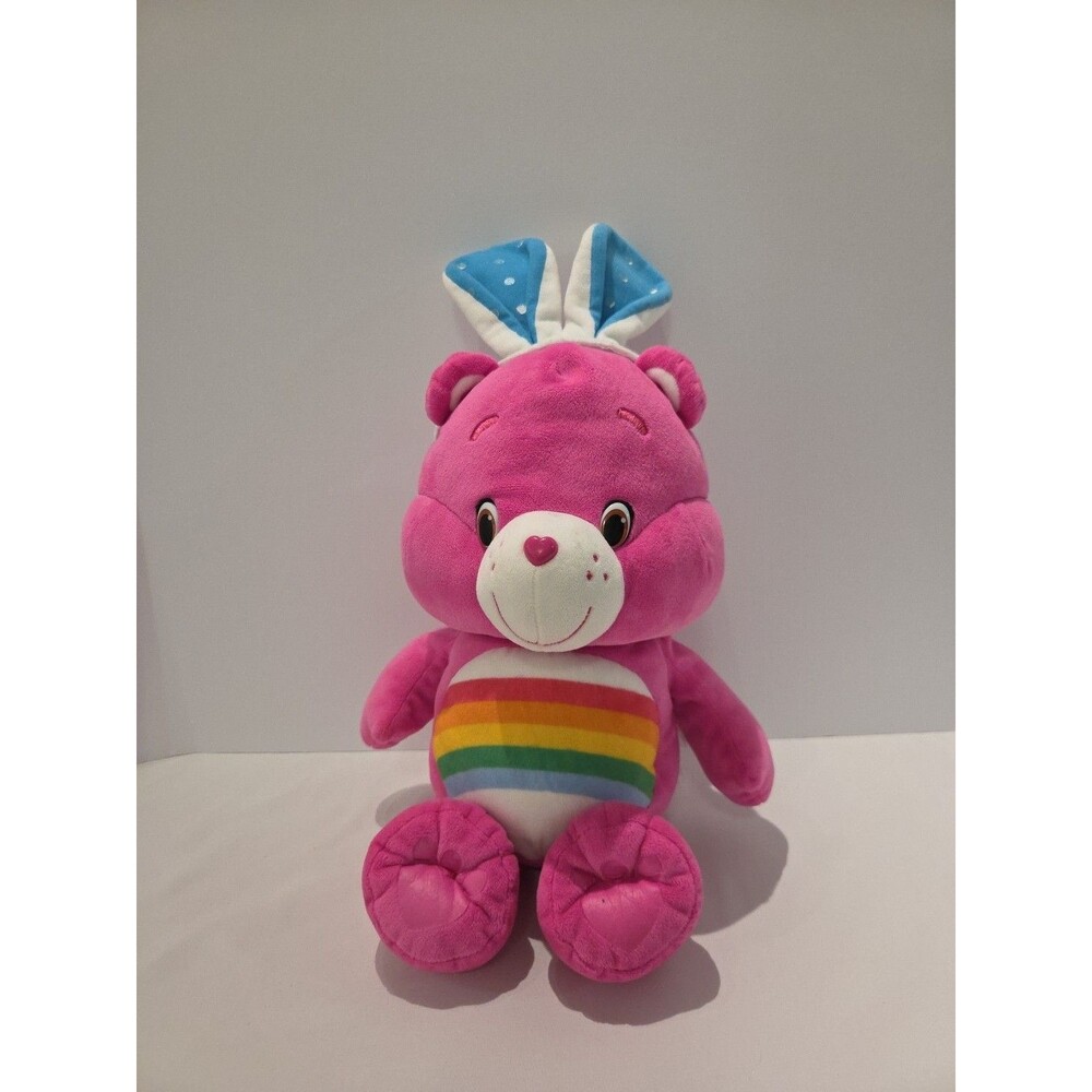 18" 2015 Purple Care Bears Rainbow Easter Stuffed Plush Bunny Ears